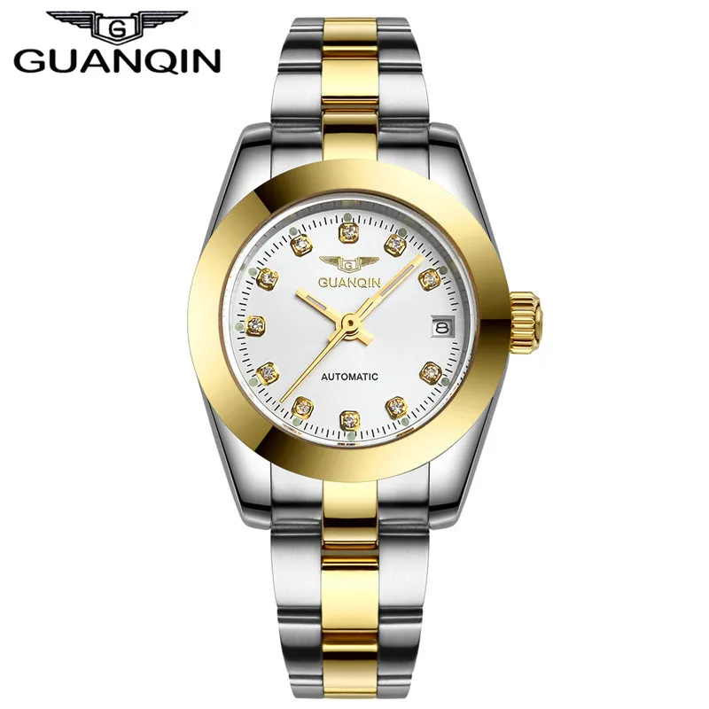 Top Luxury Brand Watch Original GUANQIN Women automatic mechanical watches Waterproof Diamond sapphire Women gold watch women