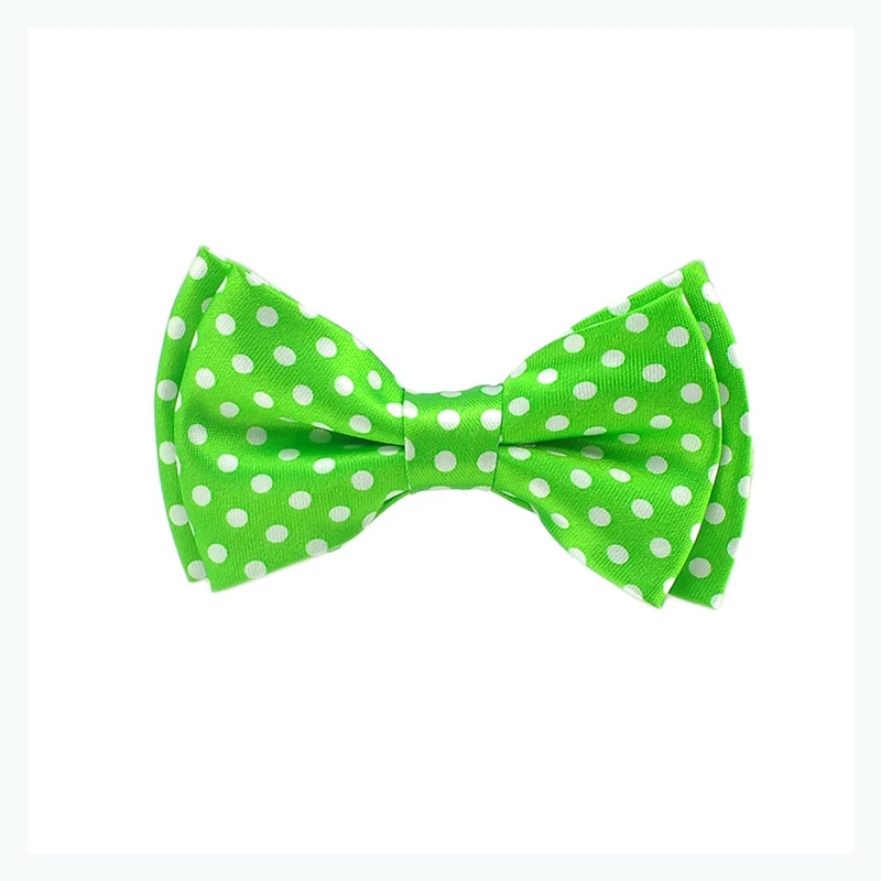 Флуоресцентный зеленый белый галстук бабочка в горошек для мальчиков и девочек