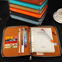 a5 leather spiral notebookzipper binder agenda planner organizermacaron large capacity office padfolio document organizer