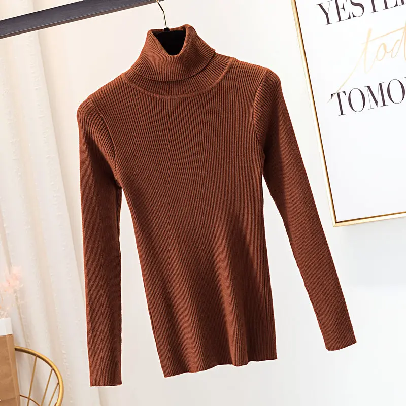 GCAROL Fall Winter Women Turtleneck Sweater Minimalism Daily Stretch Jumper Slim Cropped Knit Pullover Basic Top Knitwear | Женская