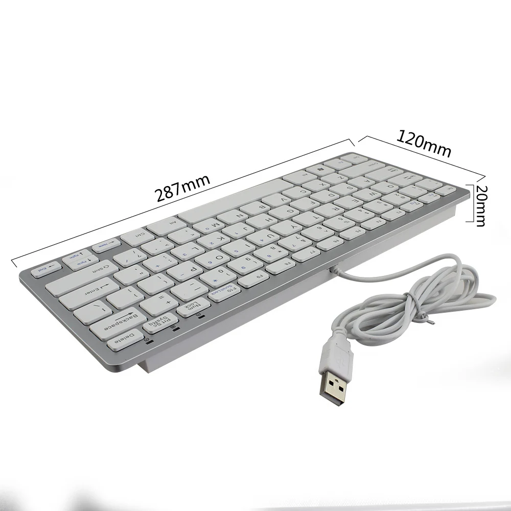 Ультратонкая мини клавиатура Firstmemory 78 клавишная эргономичная проводная игровая