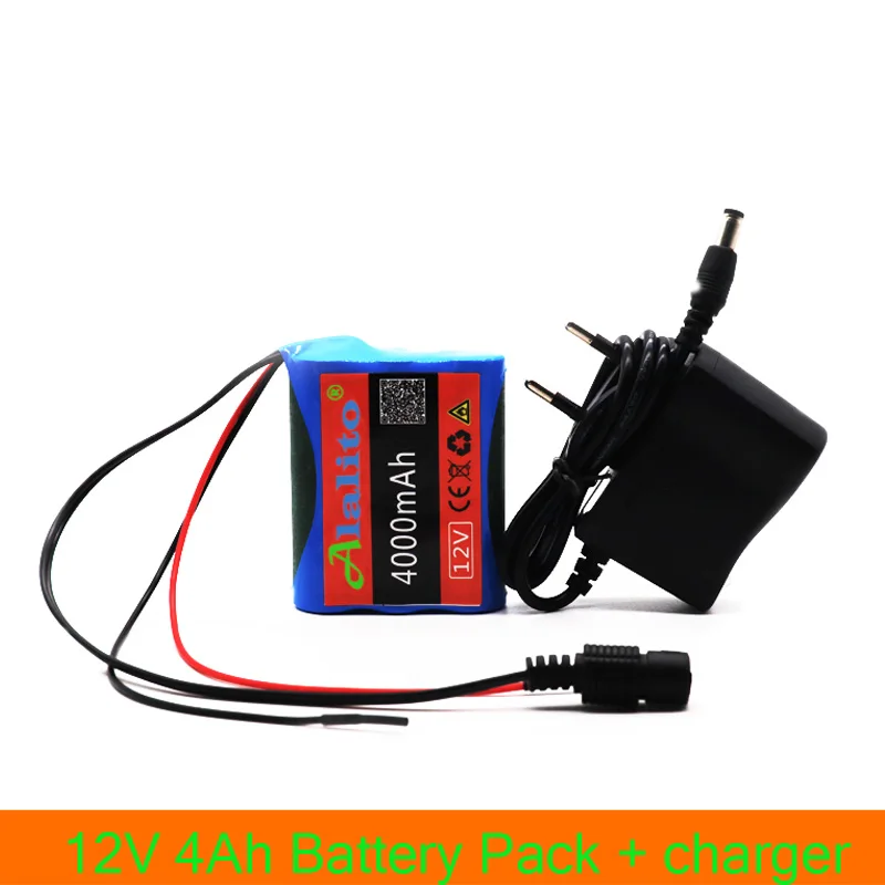 Alalito 12V 4000mAh 18650 литий ионная аккумуляторная батарея для камеры видеонаблюдения 3A