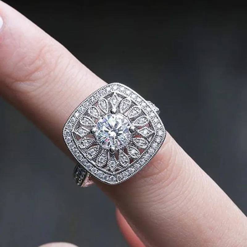 WYJZY Creative openwork flower AAA zircon ring ladies fashion travel jewelry classic anniversary | Украшения и аксессуары