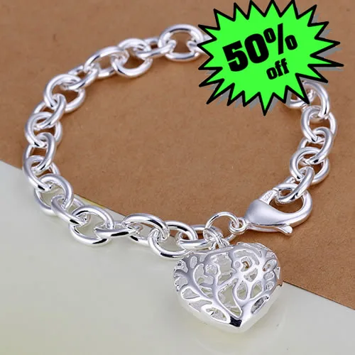 LQ-H269 Free Shipping 925 Silver Bracelet Fashion Jewelry The stereo hearts crude ajia japa | Украшения и аксессуары