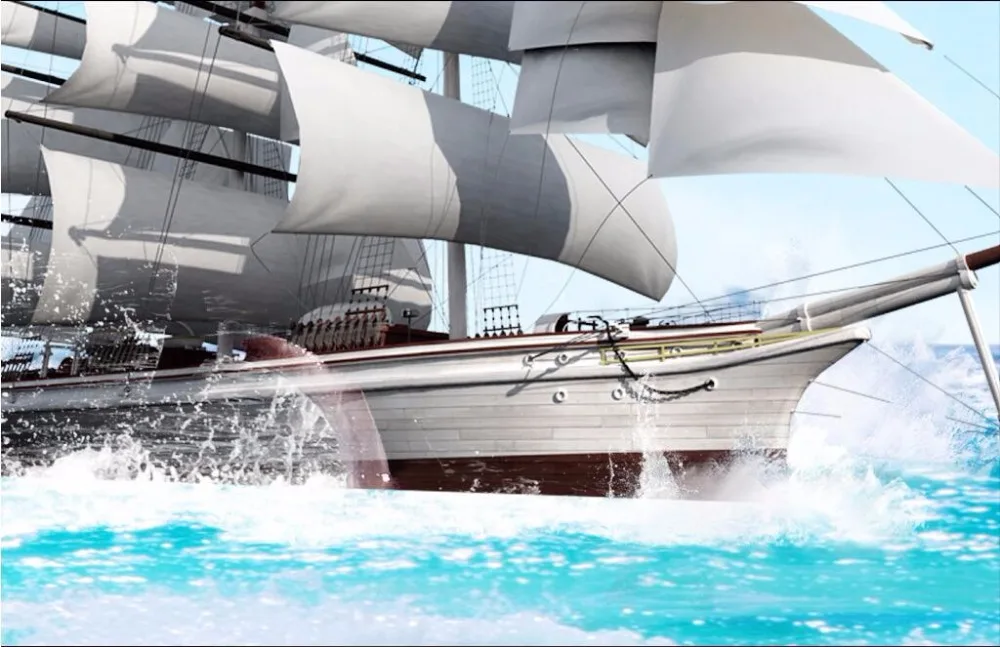 Настенные 3d обои на заказ рисунок стену балконе море парусное плавание декор для