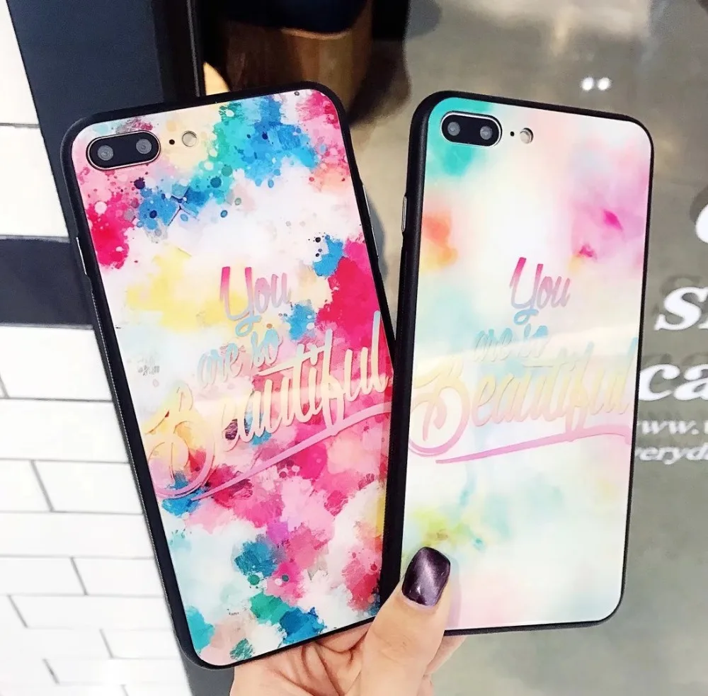 2018 Роскошные модные голубые светящиеся лазерные Чехлы для iPhone X 8 6 7 Plus закаленное