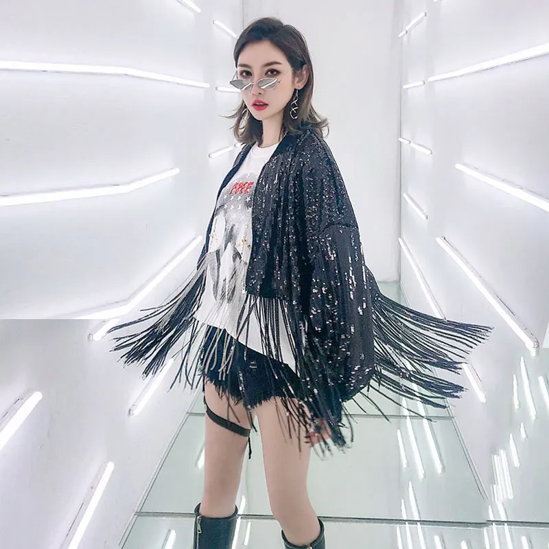 Женская куртка весна 2019 модная Тяжелая индустрия с блестками Длинная женская