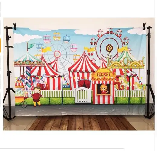 

Photography backdrops Personalized Carnival Backdrop Decoracion Circus Birthday Party custom Banner Baby Shower Background