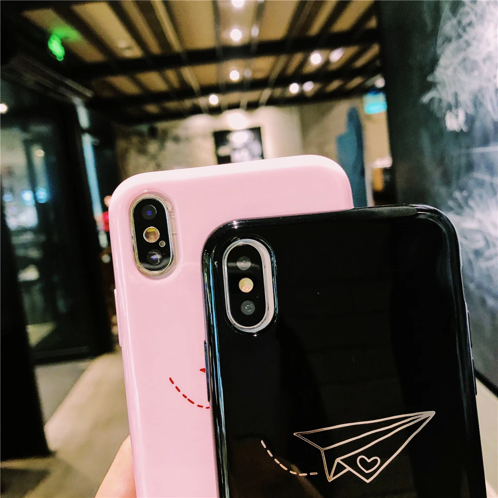 Модный чехол для телефона с изображением маленького сердца и самолета iPhone 7 8 Plus X
