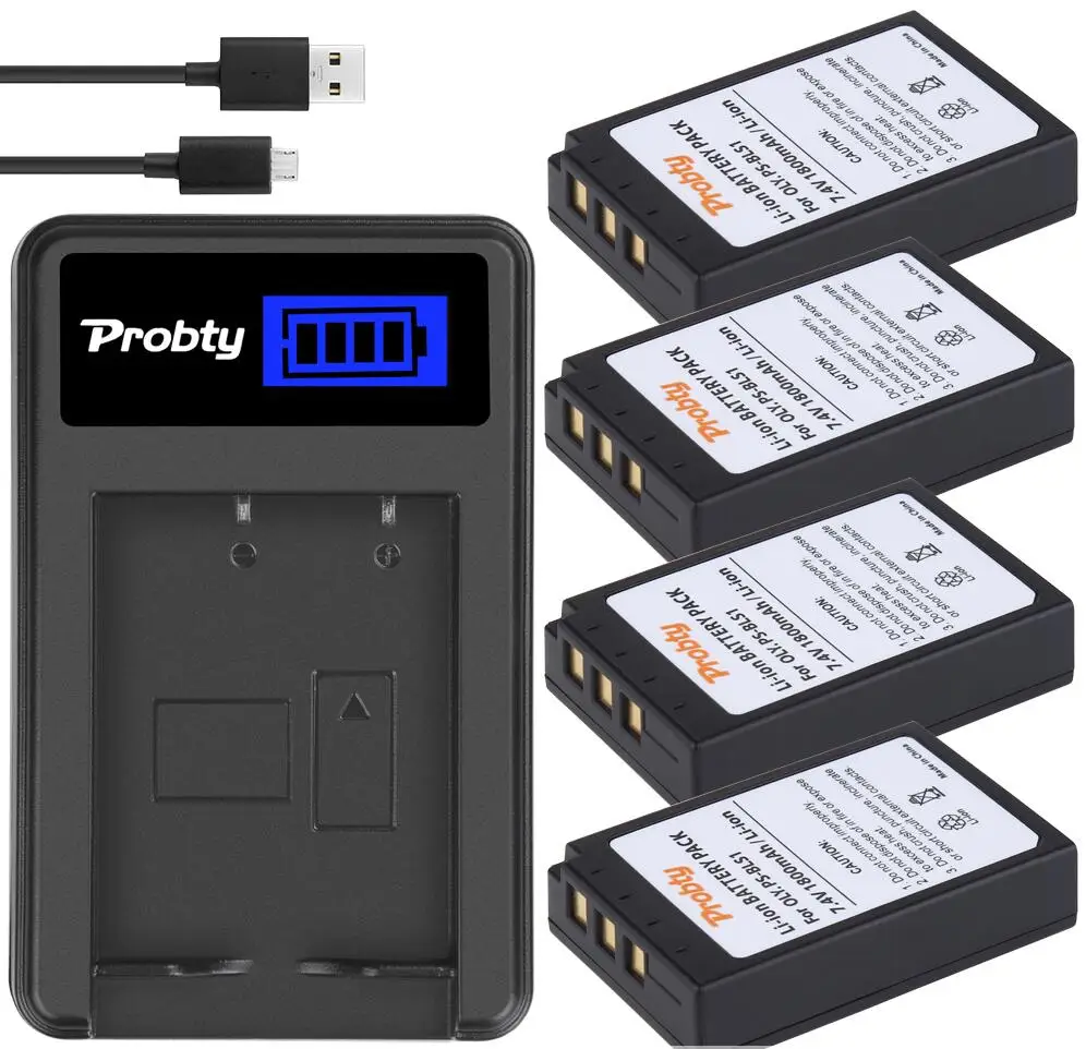 4battery and charegr BLS1 Батарея& Зарядное устройство для цифровой камеры OLYMPUS EVOLT E-400 E-410 E-420 E-450 E-620 E-P1 - Цвет: 4battery and charegr