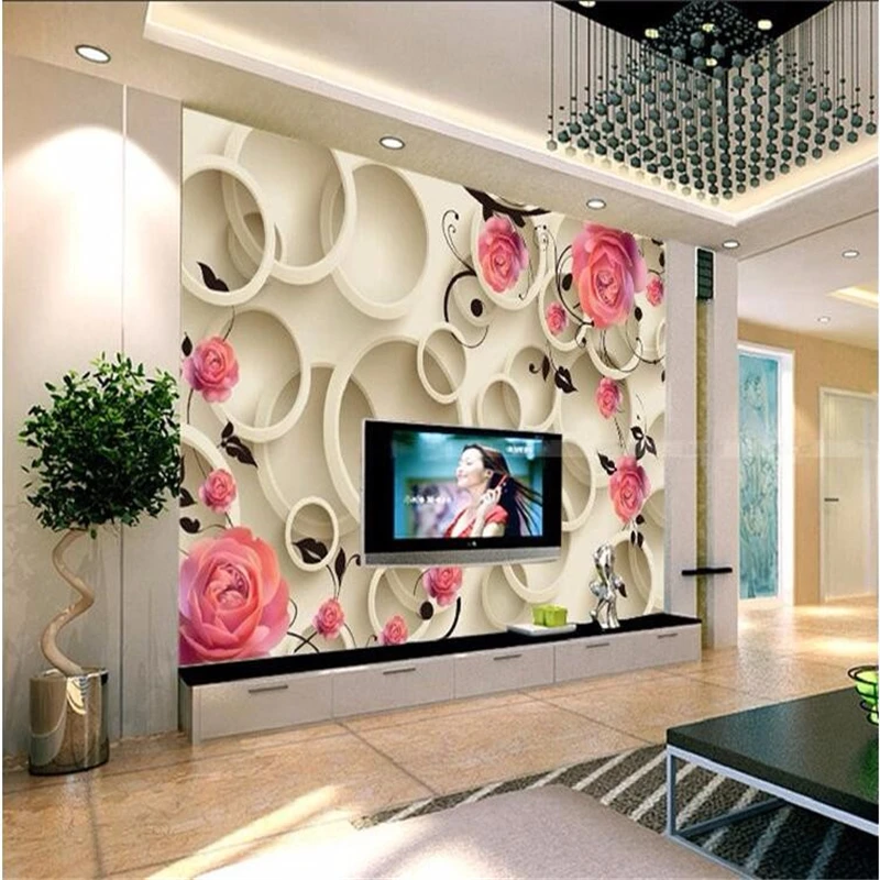 3D фотообои Beibehang 3d розы круг фантазия цветочный фон для гостиной спальни большие