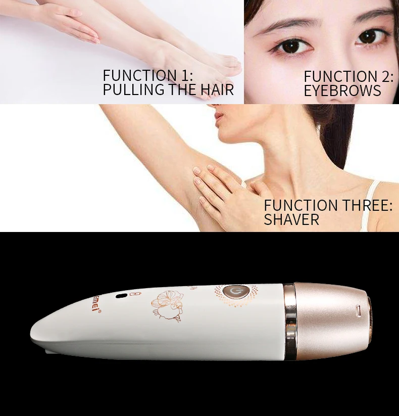 Kemei-1632 2 In 1 Women Electric Epilator Rechargeable Lady Shaver Depilation Machine Hair Removal Trimmer Epilator For Bikini