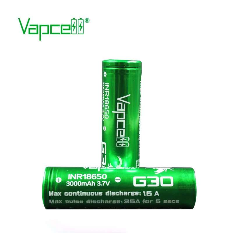 4pcs Vapcell 18650 battery 3000mah 15A / 35A li-ion rechargeable batteries Rewrap G30 3.7V for box mod vape | Электроника