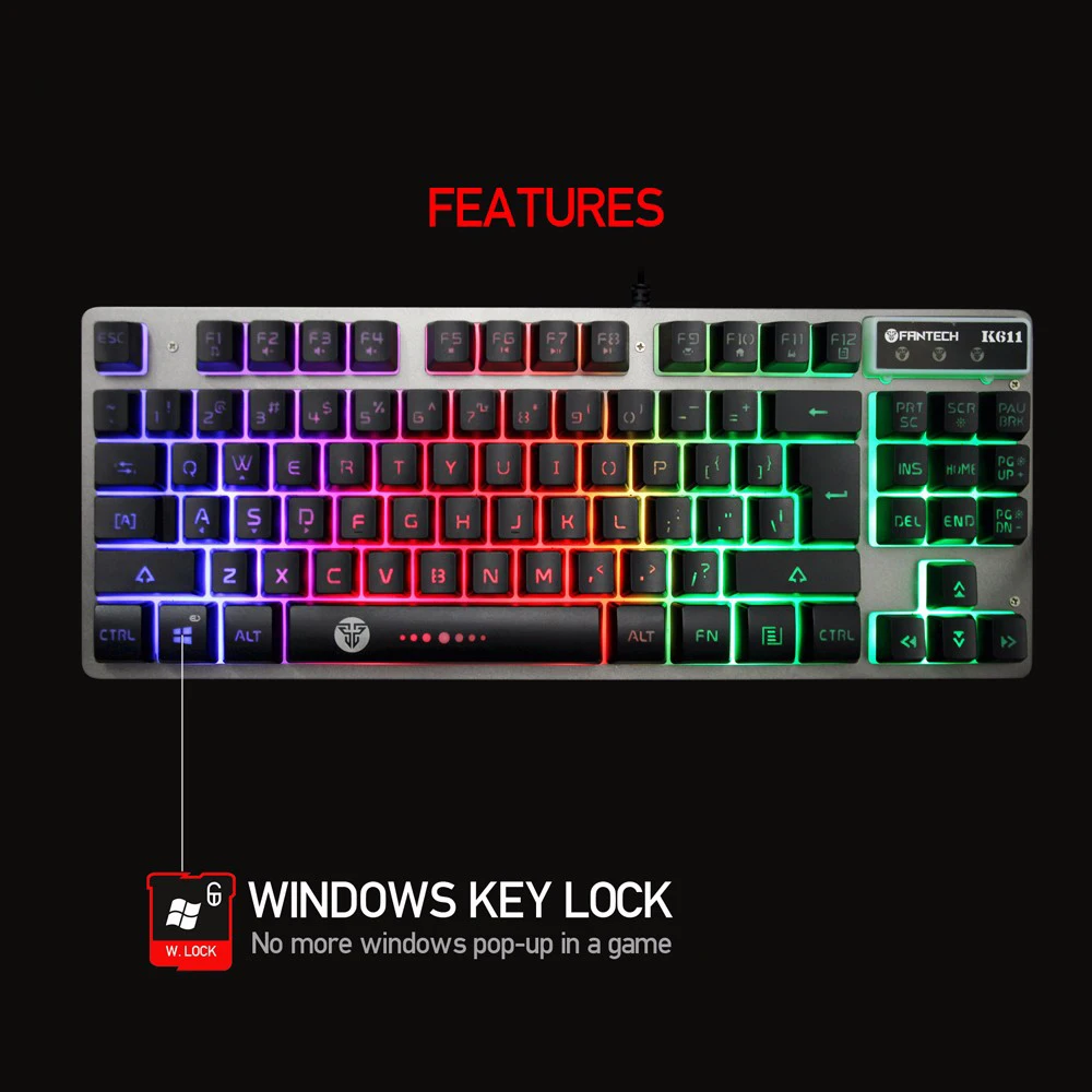 USB-клавиатура игровая Проводная с RGB-подсветкой 87 клавиш | Компьютеры и офис