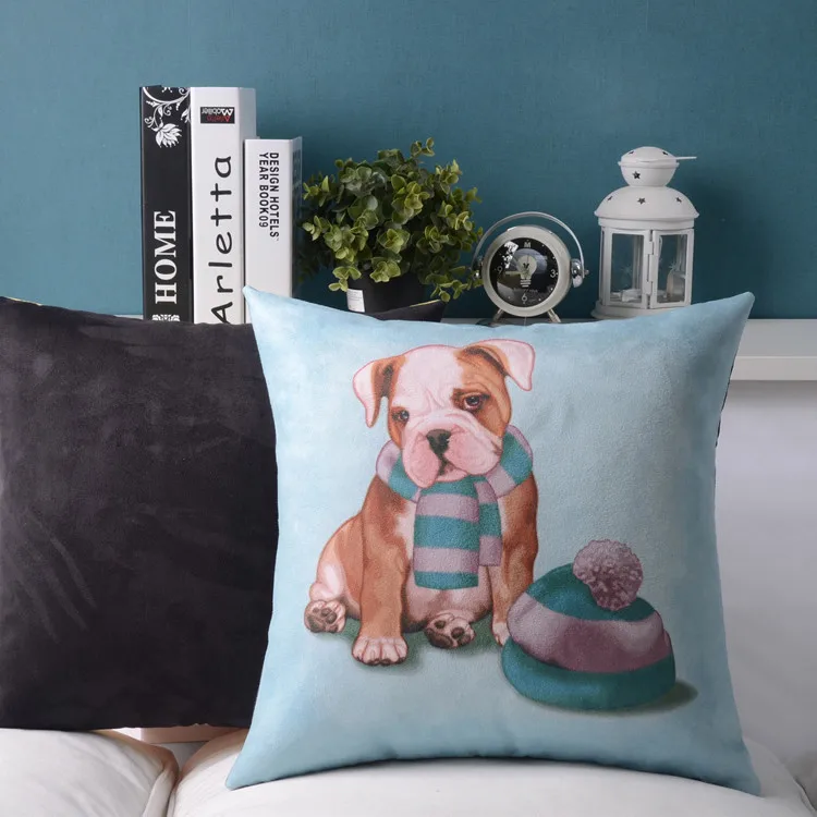 Ретро ручная роспись мультяшная собака наволочка кожаная кашемировая подушка