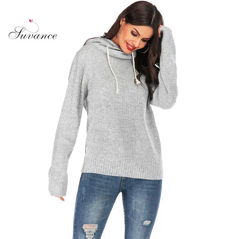 Suvamce Autumn Winter Casual Knitted 2 Solid Color Sweater Fashion Size S-xl Loose Women Pullover Jl-yh077 | Женская одежда