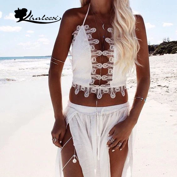Khaleesi Free shipping 2017 fashion Sexy V lace stitching and sequin tops | Женская одежда