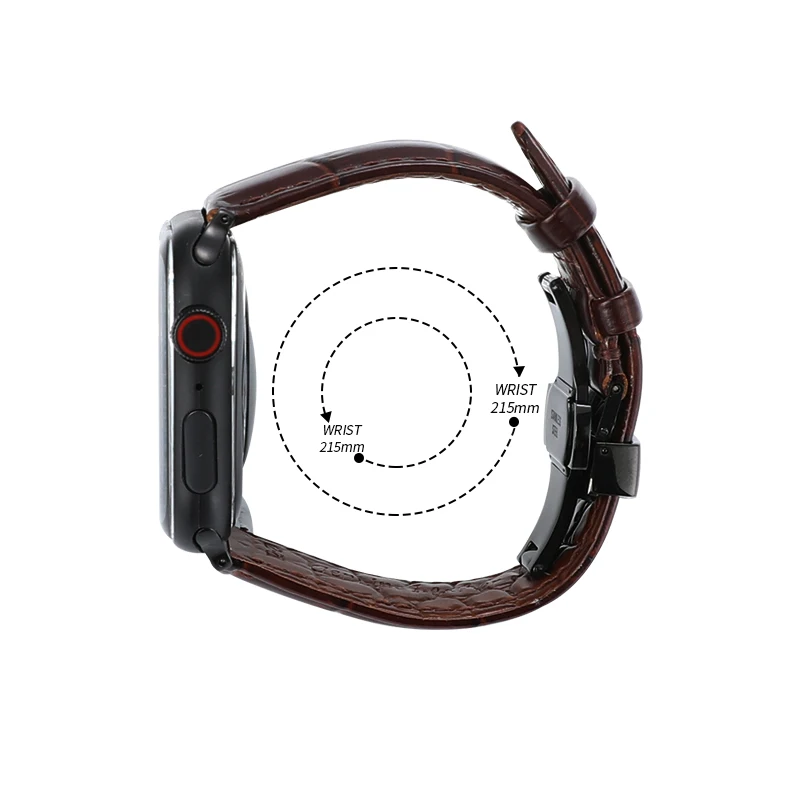 Ремешок аллигатора для iWatch Apple Watch 38 мм 42 мм серия двойная Пряжка Бабочка Пряжка ремешок из крокодиловой кожи