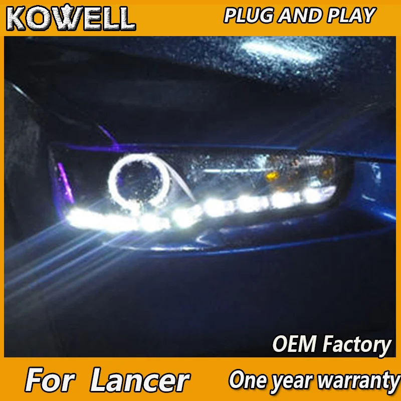 Автостайлинг KOWELL для Mitsubishi Lancer передние фары 2009 2016 Sentra светодиодные DRL H7 D2H Hid