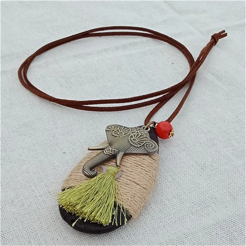 Ожерелье в виде слона из металлического сплава цепь ручной работы этническом