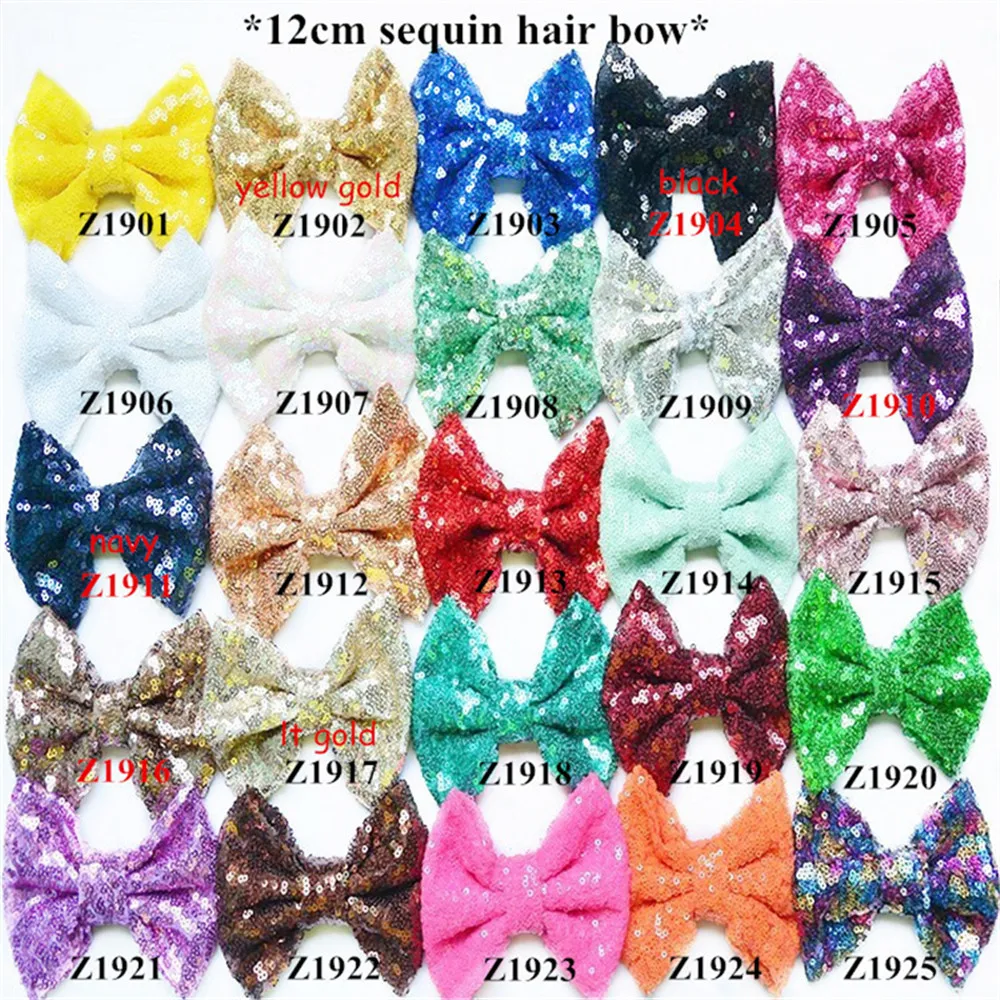 

30pcs / lot Big size sequin fabric hair bow Chiffon Rose Bows bowknot in 25colors , hot selling 12CM hair bows