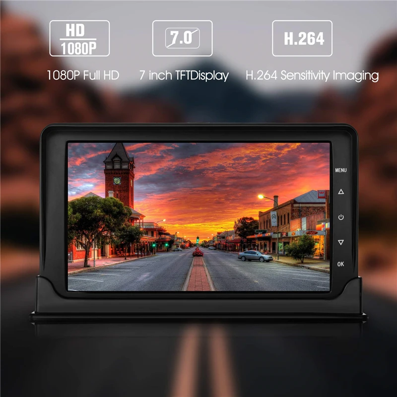 YuanTing 7 Inch Split Monitor DVR Recorder 170 Wide Angle Night Vision 1080P Front Rear View Dash Camera System For Truck RV Bus |