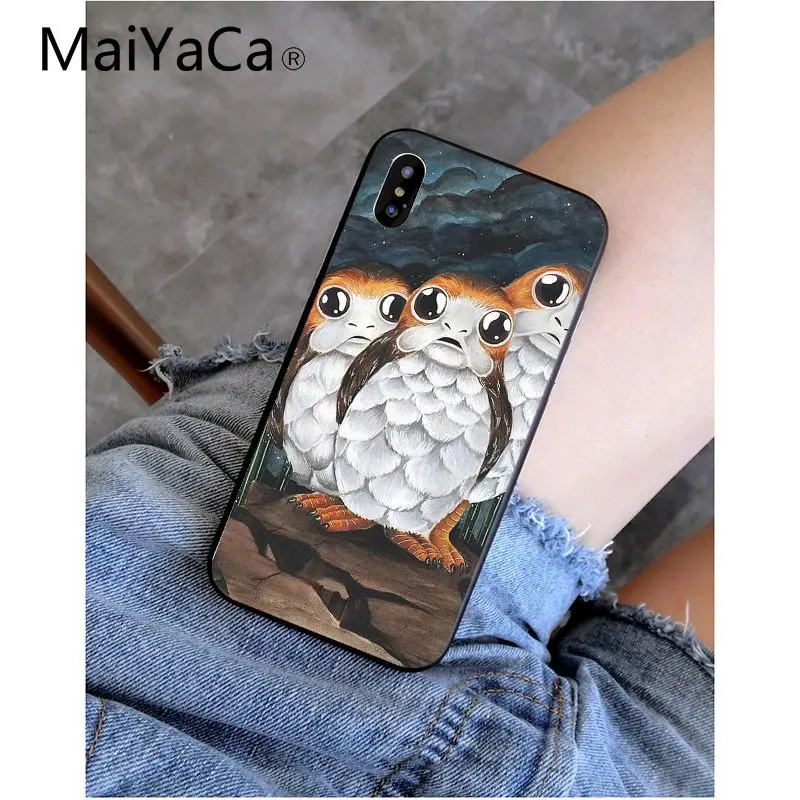MaiYaCa Звездные войны последний джедай Porgs черный ТПУ Мягкий силиконовый чехол для телефона iPhone X XS MAX 6 6s 7 плюс 8 плюс 5 5S SE XR