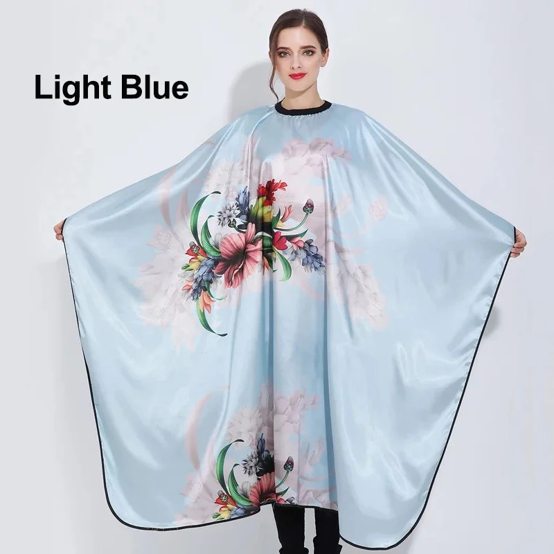 Light Blue Цветущие цветы узор Парикмахерская накидка шелк качества гладкой толстые стрижка фартук платье тканевый чехол парикмахерские принадлежности 1356 - Цвет: Light Blue