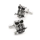 Мужские запонки в виде совы, винтажные запонки из меди черного цвета