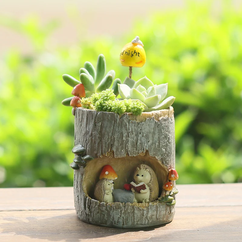 

Roogo Resin Flower Pot Garden Succulent Bonsai Decoration Planter Animal Pots Garden Decoration Plants Flower Pot for Child Gift