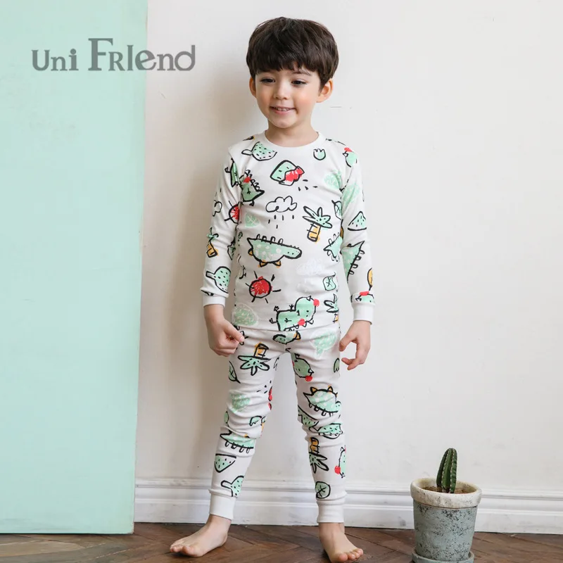 2 7yrs 100% хлопок пижамы для девочек Новинка 2017 года unifriend детская одежда мальчиков
