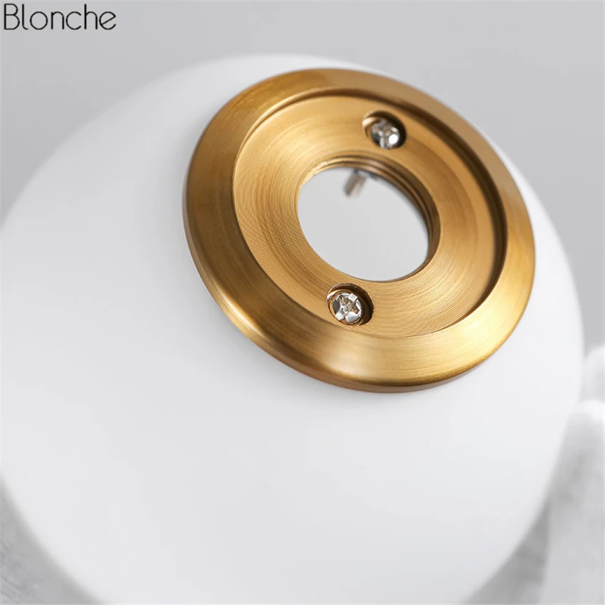 Современная Золотая светодиодная настенная лампа со стеклянными шариками