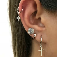 new hot sale fashion jewelry earrings popular personality womens cross humanoid simple earrings combination wholesale gothic