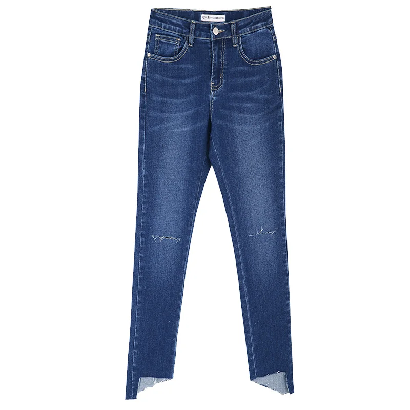 Женские рваные джинсы LEIJIJEANS узкие джинсы-карандаш до щиколотки с неровным