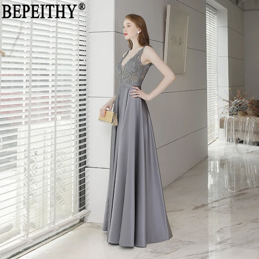 BEPEITHY, vestido de festa, дизайн, v-образный вырез, аппликация бисером, женское Длинное нарядное платье, вечерние платья