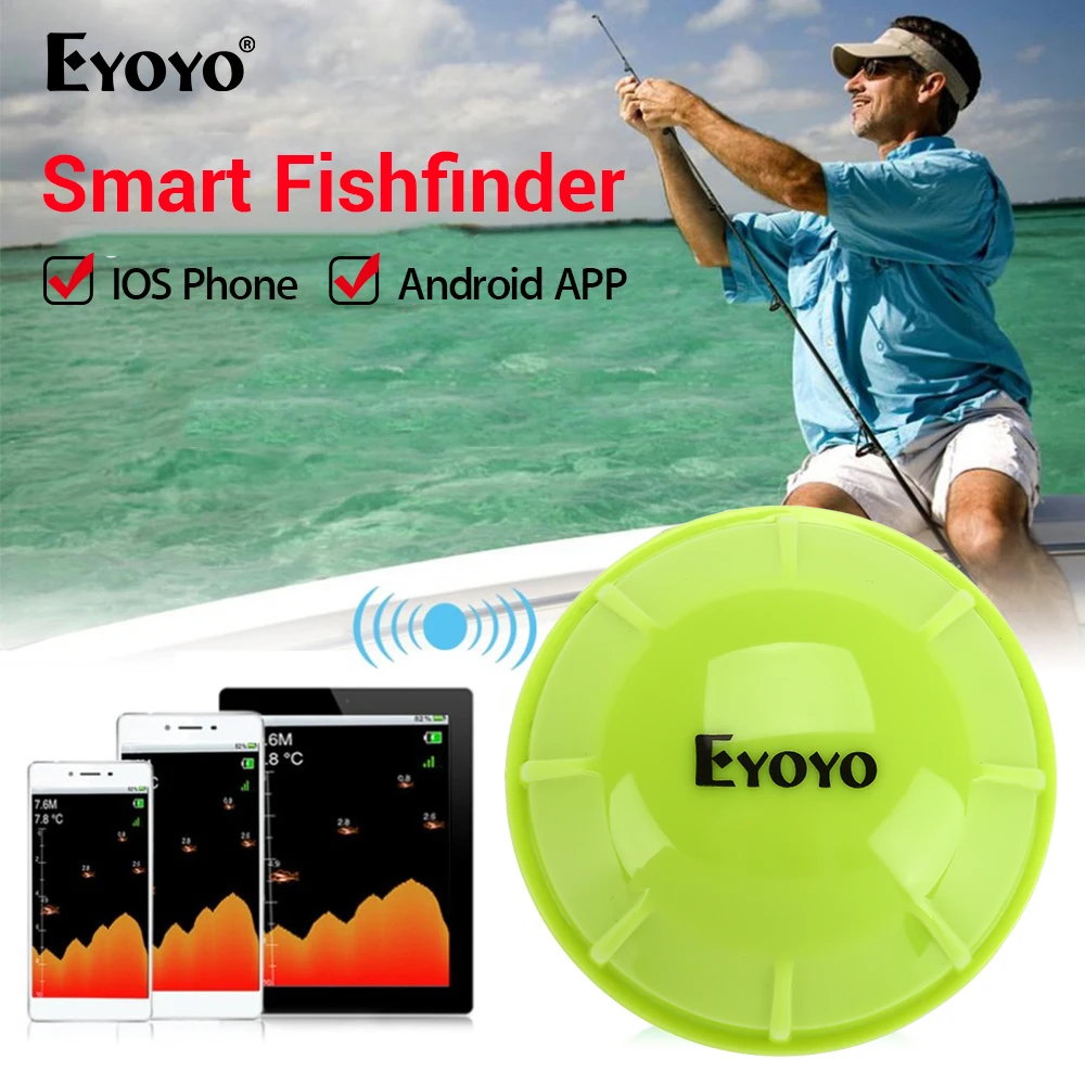 Беспроводной эхолот Eyoyo E1 портативный для рыбалки умный Bluetooth рыболокатор более