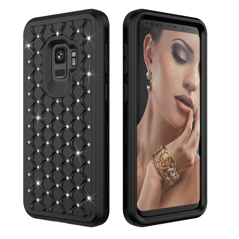 

Блестящий Гибридный противоударный чехол для Samsung Galaxy S9, силиконовый чехол из ТПУ + ПК 3 в 1, армированный чехол для Samsung S9 Plus, чехол для Galaxy S9 +