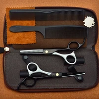 4pcsset 5 5 brand jason white japan 440c professional human hair scissors hairdressing comb cutting thinning shears j1023