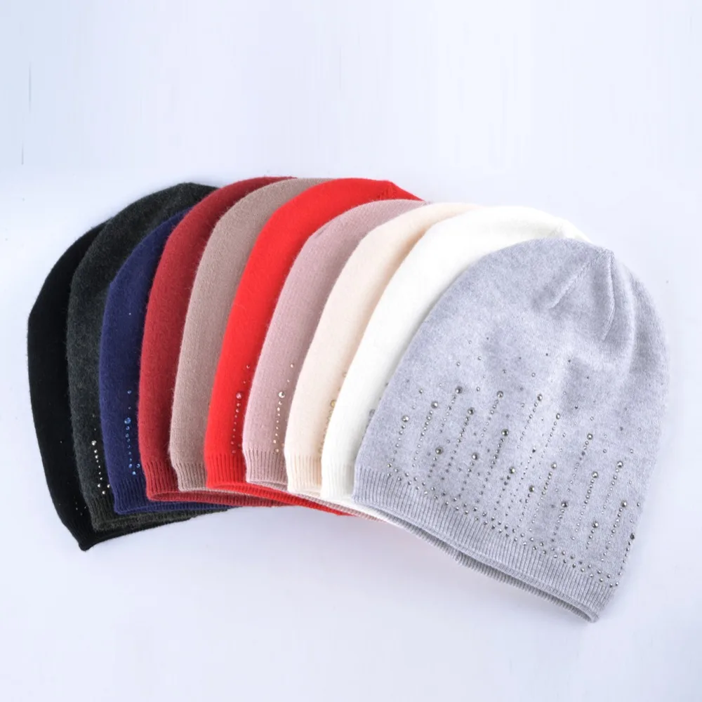 Повседневные вязаные шапки из кроличьей шерсти женские зимние skullies для девочек