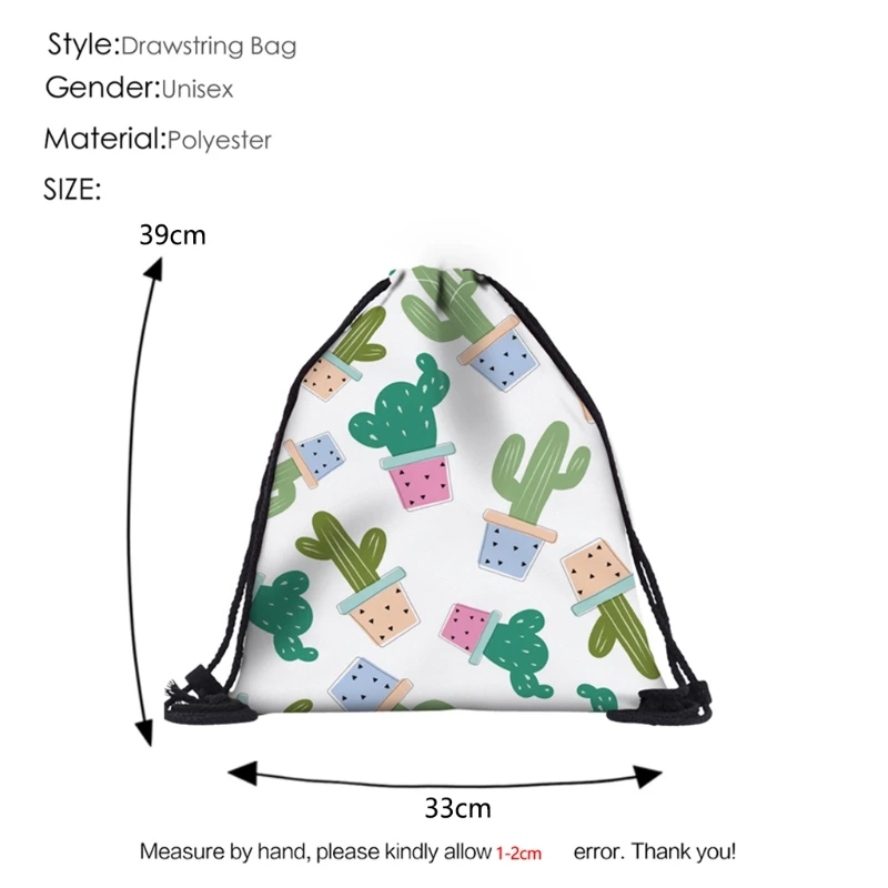 Cacti Kaktusy 3D Printed Cordon Bags for School Travel Backpacks DX35780