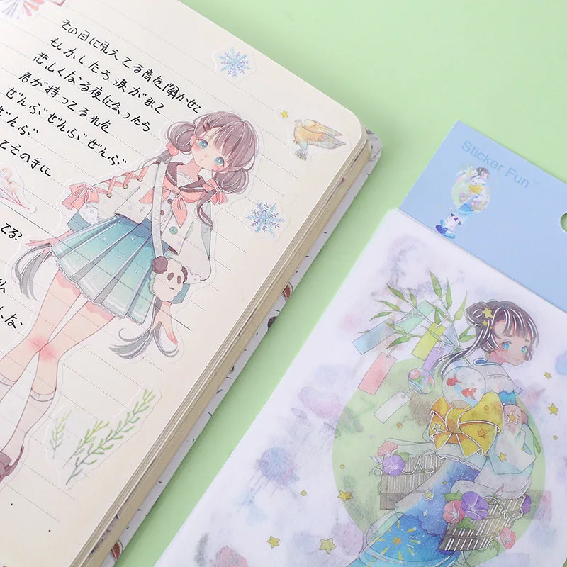 6 шт./лот Kawaii японская девушка Скрапбукинг наклейки журнал милый ручной работы
