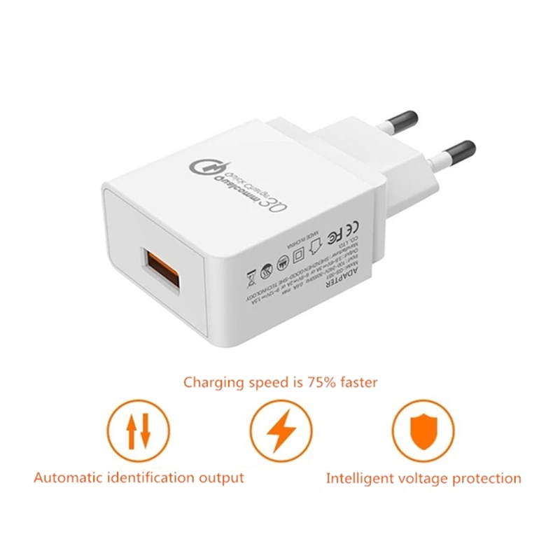 Baiscxst 18W QC3.0 USB Charger EU Plug Quick Charge 3.0 Fast Adapter Travel Wall Phone for Huawei P20 P10 P9 Honor 9 10 | Мобильные