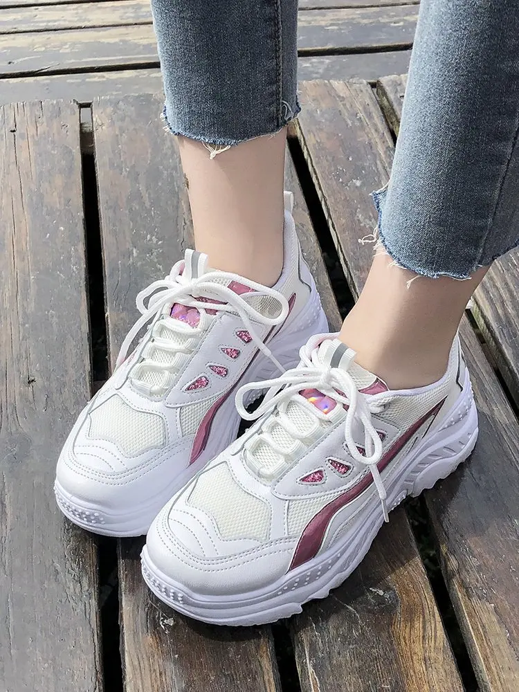 Mhysa Women Sneakers Fashion Casual Shoes Woman Comfortable Breathable Mesh Flats Female Platform vulcanized shoes T1092
