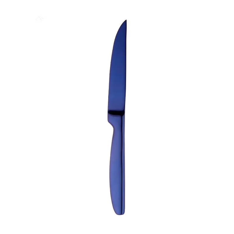 Blue-4PCS 4 шт., Радужный нож для фруктов из нержавеющей стали, набор острых столовых ножей, столовые приборы для ресторана, столовый нож, золотые ножи для стейка, набор посуды - Цвет: Blue-4PCS