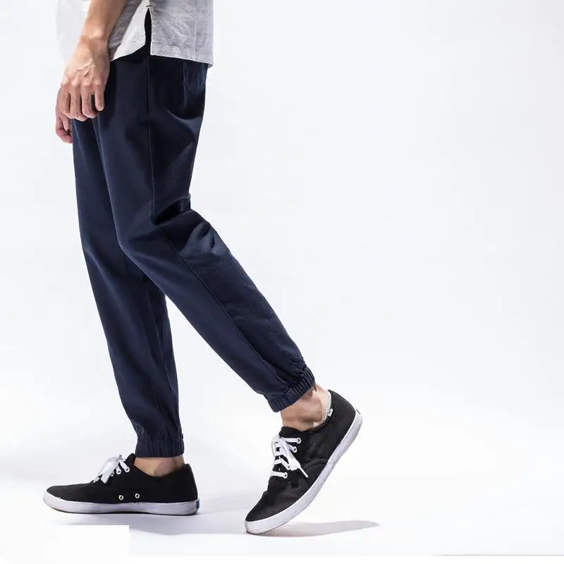 

Mens Linen Cotton Capri Pants Summer Lightweight Slim Leg Casual Pants Men Elastic Cotton Jogger Trousers Designer Pants PT-192