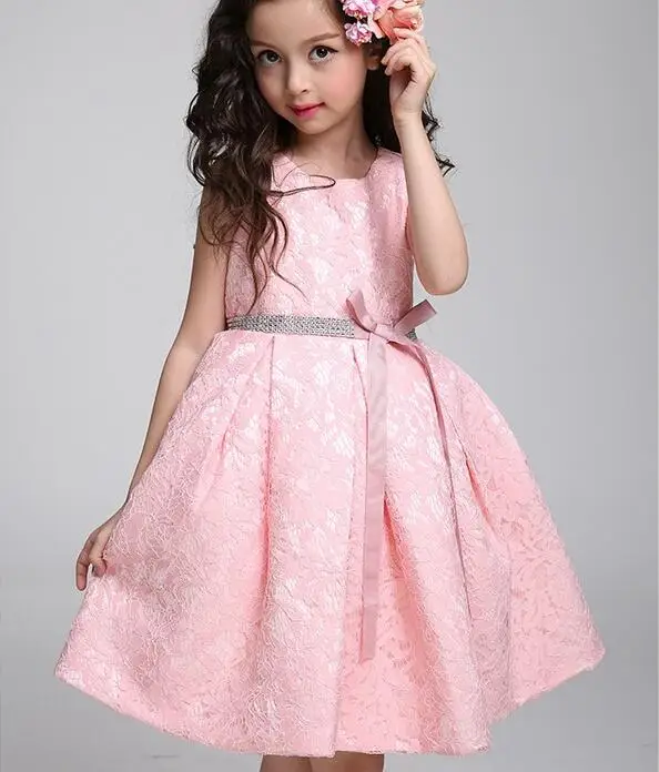 2017 Праздничная детская одежда для девочек летнее кружевное платье принцессы без