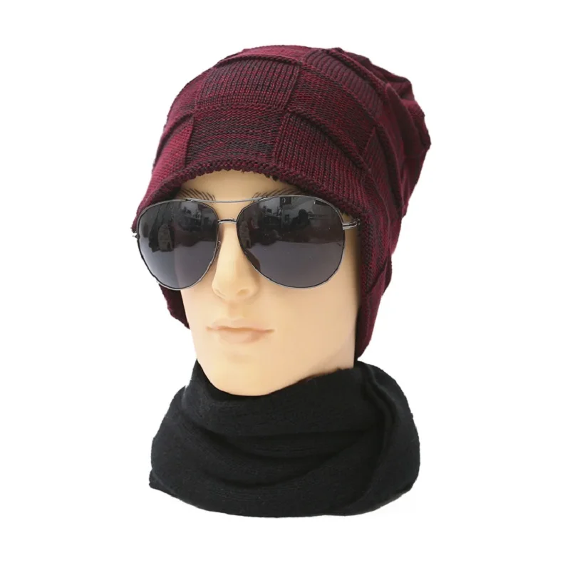 Осенне зимние высококачественные клетчатые вязаные шапочки для мужчин уличные