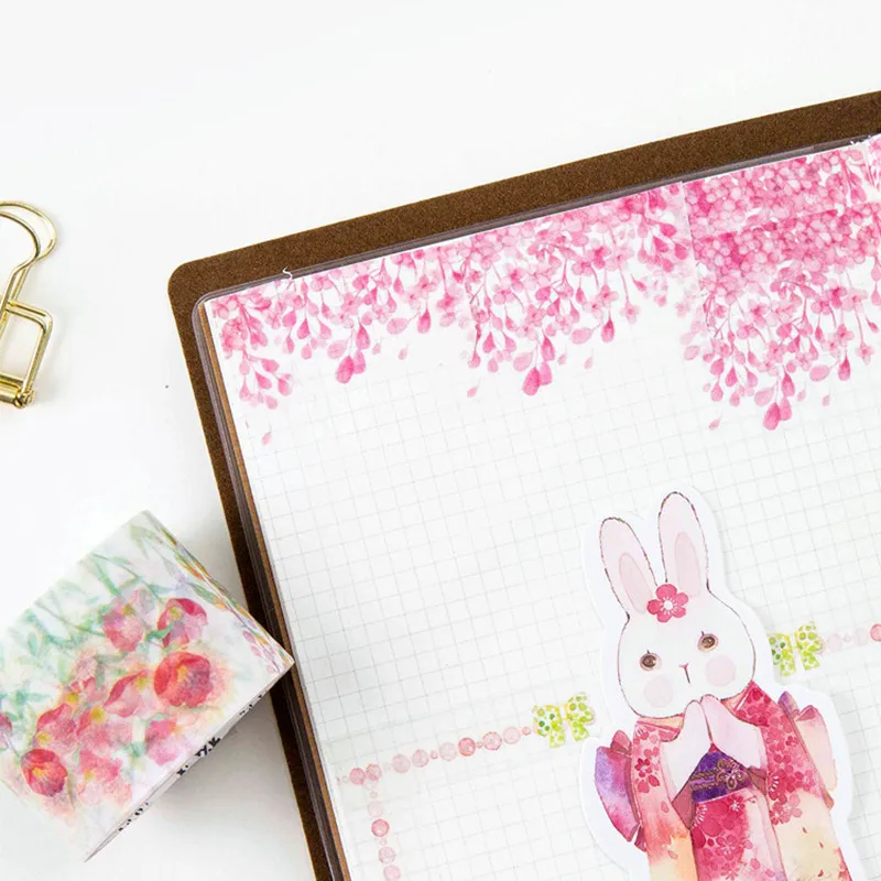 3 см x 5 м цветочный Васи клейкие ленты Diy украшения для Скрапбукинг маскирования клейкие ленты клей клейкие Ленты Kawaii канцелярские