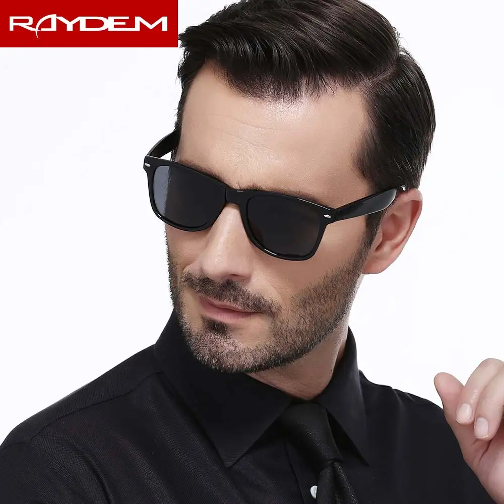 Мужские классические солнцезащитные очки Raydem синие зеркальные поляризационные