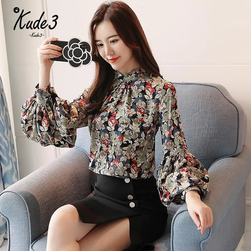 Весенне-осенняя модная шифоновая женская блузка с длинными рукавами Элегантная